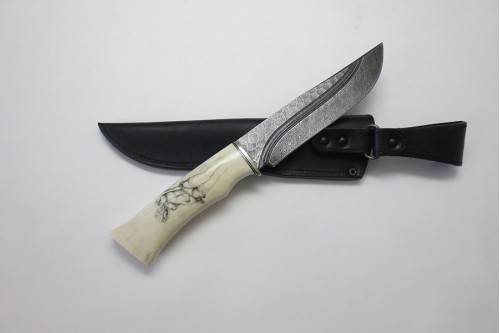 Кованый нож из дамасской стали "Таежный"